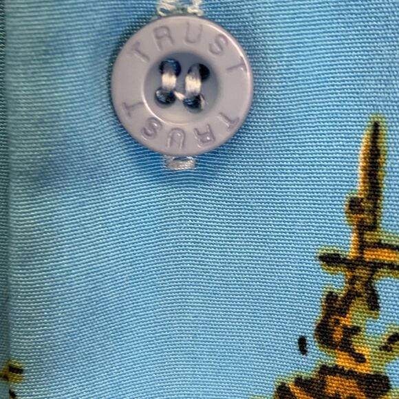 VTG Mens D'amante Casual Shirt Aircraft‎ Carrier Fighter Jets Blue XL - Picture 9 of 10